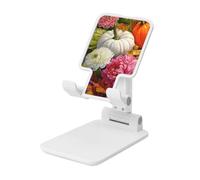 Woshuwo Soporte plegable para teléfono celular, diseño de calabazas y flores, altura ajustable, para escritorio, portátil, compatible con todos los teléfonos inteligentes, estilo blanco