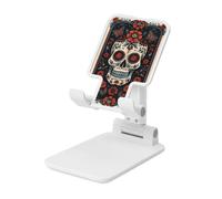 Woshuwo Soporte plegable para teléfono celular, diseño de calavera de Linocut, diseño vintage del Día de los Muertos, ángulo ajustable, altura de escritorio, portátil, compatible con todos los