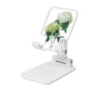 Woshuwo Soporte plegable para teléfono celular, diseño de flores de hortensias blancas, estilo vintage, con ángulo ajustable, altura ajustable, compatible con todos los teléfonos inteligentes, estilo