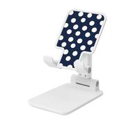 Woshuwo Soporte plegable para teléfono celular, diseño de lunares blancos en azul oscuro, altura ajustable, compatible con todos los teléfonos inteligentes, estilo blanco