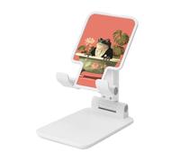Woshuwo Soporte plegable para teléfono celular, diseño de rana humorística vintage, ángulo ajustable, altura de escritorio, portátil, compatible con todos los teléfonos inteligentes, estilo blanco