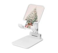 Woshuwo Soporte plegable para teléfono celular, diseño vintage de árbol de Navidad en color rosa, ángulo ajustable, altura de escritorio, portátil, compatible con todos los teléfonos inteligentes