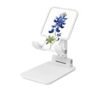 Woshuwo Soporte plegable para teléfono celular, diseño vintage de flores azules, ángulo ajustable, altura de escritorio, portátil, compatible con todos los teléfonos inteligentes, estilo blanco
