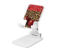 Woshuwo Soporte plegable retro para teléfono celular, dos grandes cerezas rojas sobre leopardo, altura de ángulo ajustable, soporte portátil compatible con todos los teléfonos inteligentes, estilo