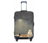Woshuwo Spooky Ghost Pizza On The Table - Fundas elásticas para equipaje de viaje, a prueba de polvo, resistente a los arañazos, protector de maleta de 22 a 24 pulgadas