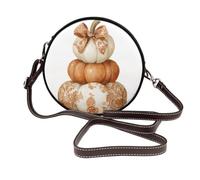 Woshuwo Stack Of White And Orange Pumpkin - Bolso cruzado redondo de piel para mujer
