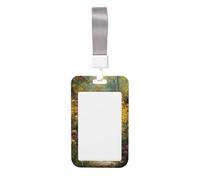 Woshuwo Sunlit Garden Path Stone Steps - Soporte deslizante para tarjetas de identificación de plástico duro, protector de etiqueta de nombre para enfermeras y oficina