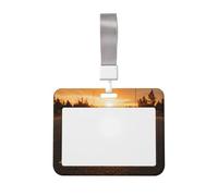 Woshuwo Sunrise Glowing Golden 2026 On The Road - Soporte para tarjetas de identificación deslizante, plástico duro, protector de etiqueta de nombre para enfermeras y oficina