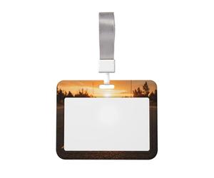 Woshuwo Sunrise Glowing Golden 2026 On The Road - Soporte para tarjetas de identificación deslizante, plástico duro, protector de etiqueta de nombre para enfermeras y oficina