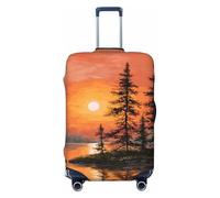 Woshuwo Sunset and Tall Trees - Fundas elásticas para equipaje de viaje, a prueba de polvo, resistente a los arañazos, protector de maleta de 22 a 24 pulgadas