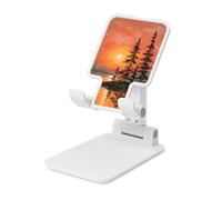 Woshuwo Sunset And Tall Trees Soporte plegable para teléfono celular, ángulo ajustable, altura de escritorio, portátil, compatible con todos los teléfonos inteligentes, estilo blanco