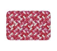 Woshuwo Tapete de tela tejida rosa acuarela con texturas trenzadas, tapete antideslizante para interiores y exteriores, entrada, granja, hogar, 40 x 60 cm