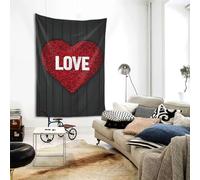 Woshuwo Tapiz de madera negra con diseño de corazón brillante de neón rojo para dormitorio, sala de estar, dormitorio, tapiz estético moderno para fiestas, telón de fondo de 152 x 101 cm