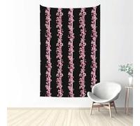 Woshuwo Tapiz de pared con rayas de cerezas rosas sobre negro, para dormitorio, sala de estar, dormitorio, tapiz estético moderno para fiestas, telón de fondo de 152 x 101 cm