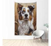 Woshuwo Tapiz de perro pastor australiano, arte de pared para dormitorio, sala de estar, dormitorio, tapiz estético moderno para fiestas, telón de fondo de 152 x 101 cm