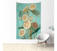 Woshuwo Tapiz decorativo para pared, diseño de raíz de loto con una suave aguamarina pálida, para dormitorio, sala de estar, dormitorio, tapiz estético moderno para fiestas, telón de fondo de 152 x