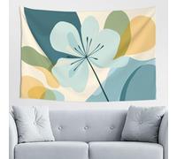 Woshuwo Tapiz minimalista con formas de flores azul claro y verde, arte de pared para dormitorio, sala de estar, dormitorio, tapiz estético moderno para fiestas, telón de fondo de 152 x 101 cm