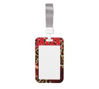 Woshuwo Tarjetero de plástico duro con diseño de cerezas rojas sobre leopardo, diseño retro de dos cerezas rojas sobre leopardo, protector de identificación para enfermeras y oficina