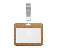 Woshuwo Tarjetero de plástico duro con textura de papel kraft marrón para tarjetas de trabajo, protector de etiqueta de nombre para enfermeras y oficina
