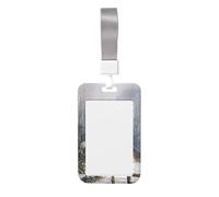 Woshuwo Tarjetero de plástico duro deslizante para tarjetas de identificación de granero rústico de invierno, protector de etiqueta de nombre para enfermeras y oficina