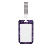 Woshuwo Tarjetero de plástico duro para tarjetas de identificación, diseño de mármol, color morado oscuro, de cuarzo, protector de etiqueta para enfermeras y oficina