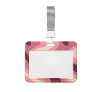 Woshuwo Tarjetero de plástico duro para tarjetas de identificación, diseño retro, color rosa y marrón, con formas onduladas, protector de nombre para enfermeras y oficina