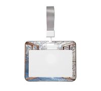 Woshuwo Tarjetero de plástico duro para tarjetas de identificación, diseño vintage de paisaje de invierno, bosque nevado, protector de etiqueta de nombre para enfermeras y oficina