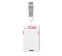 Woshuwo Tarjetero deslizante de plástico duro con diseño de rosas rosas rosadas en acuarela, protector de etiqueta de nombre para enfermeras y oficina