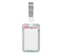 Woshuwo Tarjetero deslizante de plástico duro para tarjetas de identificación con diseño de acuarela, un vaso y dos ostras, protector de etiqueta de nombre para enfermeras y oficina