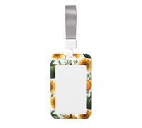 Woshuwo Tarjetero deslizante de plástico duro para tarjetas de identificación con diseño de calabazas verdes y naranjas con girasoles amarillos, protector de etiqueta de nombre para enfermeras y