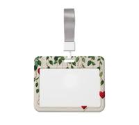 Woshuwo Tarjetero deslizante de plástico duro para tarjetas de identificación con diseño de corazones y vides rojas, diseño de acuarela para enfermeras y oficina