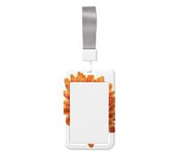 Woshuwo Tarjetero deslizante de plástico duro para tarjetas de identificación, diseño de acuarela de flores naranjas, protector de etiqueta de nombre para enfermeras y oficina