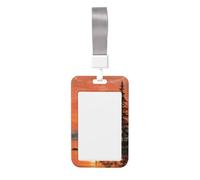 Woshuwo Tarjetero deslizante de plástico duro para tarjetas de identificación, diseño de árboles altos y atardecer, protector para enfermeras y oficina