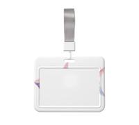 Woshuwo Tarjetero deslizante de plástico duro para tarjetas de identificación, diseño de esqueleto de tiburón arcoíris pastel, protector de etiqueta de nombre para enfermeras y oficina