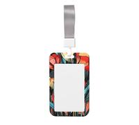 Woshuwo Tarjetero deslizante de plástico duro para tarjetas de identificación, diseño de flores tropicales de verano, protector de nombre para enfermeras y oficina