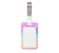 Woshuwo Tarjetero deslizante de plástico duro para tarjetas de identificación, diseño de hojas tropicales de verano, rosa, azul, morado, protector de etiqueta de nombre para enfermeras y oficina