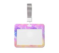 Woshuwo Tarjetero deslizante de plástico duro para tarjetas de identificación, diseño de hojas tropicales de verano, rosa, azul, morado, protector de etiqueta de nombre para enfermeras y oficina