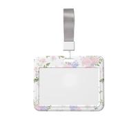 Woshuwo Tarjetero deslizante de plástico duro para tarjetas de identificación, diseño de ramos de rosas rosas rosas y acuarelas, protector de etiqueta de nombre para enfermeras y oficina