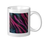 Woshuwo Taza de cerámica abstracta con diseño de rayas de cebra negra y rosa, elegante taza de café para beber en casa, oficina, 325 ml