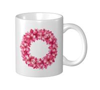 Woshuwo Taza de cerámica con corona de Navidad de color rosa acuarela, elegante taza de café, taza de agua para el hogar y la oficina, 325 ml
