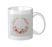 Woshuwo Taza de cerámica con corona de peonías rosas de acuarela, elegante taza de café, taza de agua para el hogar y la oficina, 325 ml