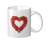 Woshuwo Taza de cerámica con forma de corazón con forma de corona de fresas, elegante taza de café, taza de agua para el hogar y la oficina, 325 ml