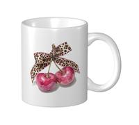Woshuwo Taza de cerámica con lazo de cinta de leopardo, elegante taza de café, taza de agua para casa, oficina, 325 ml