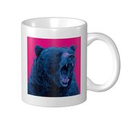Woshuwo Taza de cerámica con pintura en aerosol Bear Blue Comic, elegante taza de café, taza de agua para casa y oficina, 325 ml