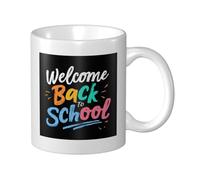 Woshuwo Taza de cerámica con texto en inglés "Welcome Back to School", elegante taza de café, taza de agua para oficina en casa, 325 ml