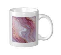 Woshuwo Taza de cerámica con textura de mármol rosa pastel con remolinos, elegante taza de café, taza de agua para el hogar y la oficina, 325 ml
