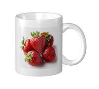 Woshuwo Taza de cerámica de fresas, elegante taza de café, taza de agua para el hogar, oficina, 325 ml