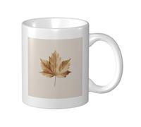 Woshuwo Taza de cerámica de hoja de arce seca, elegante taza de café para agua para oficina en casa, 325 ml