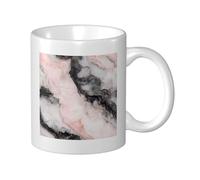 Woshuwo Taza de cerámica de mármol de lujo de color negro pastel y rosa, elegante taza de café, taza de agua para oficina en casa, 325 ml