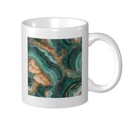 Woshuwo Taza de cerámica de mármol de lujo de color verde azulado, elegante taza de café, taza de agua para oficina en casa, 325 ml